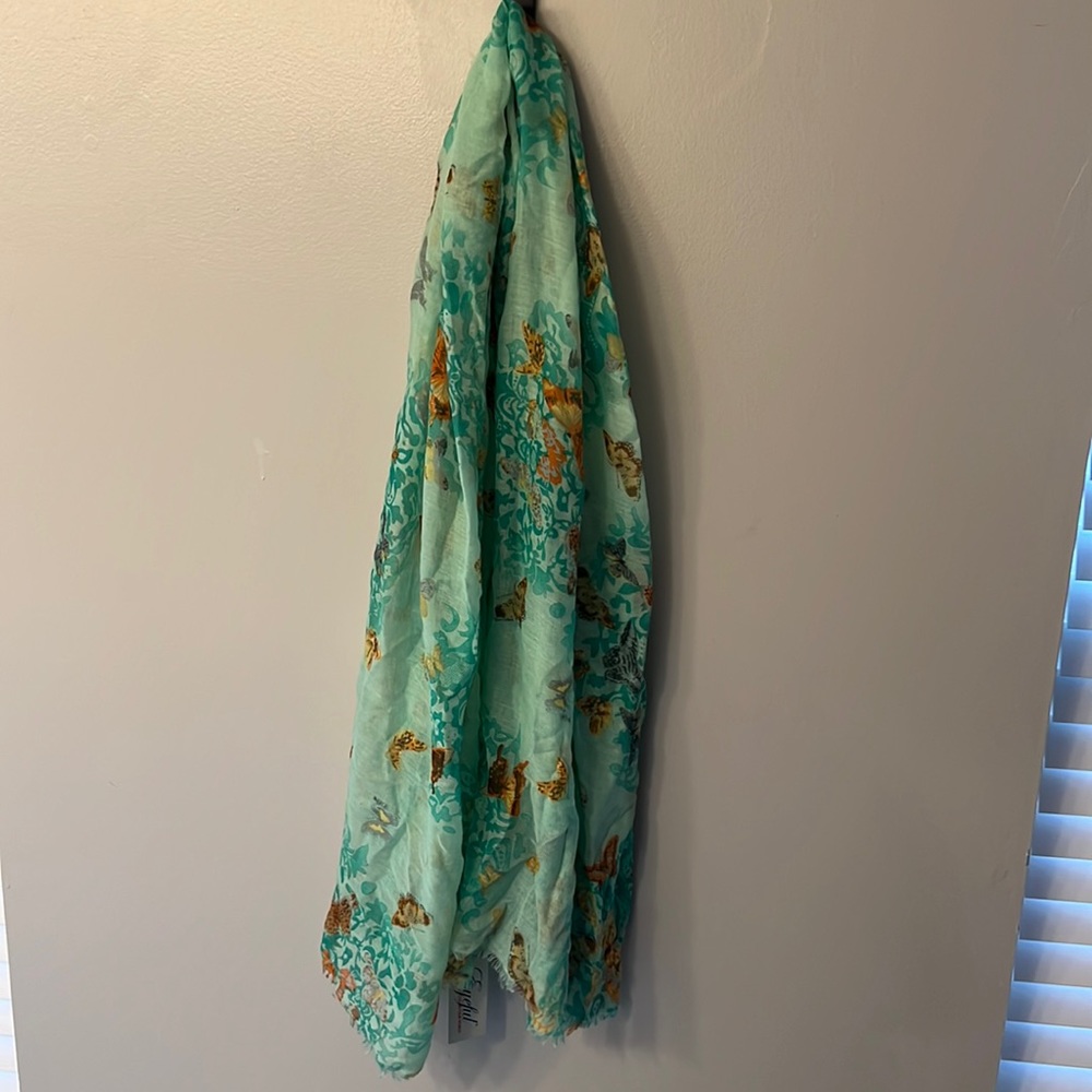 Green Scarf with butterflies